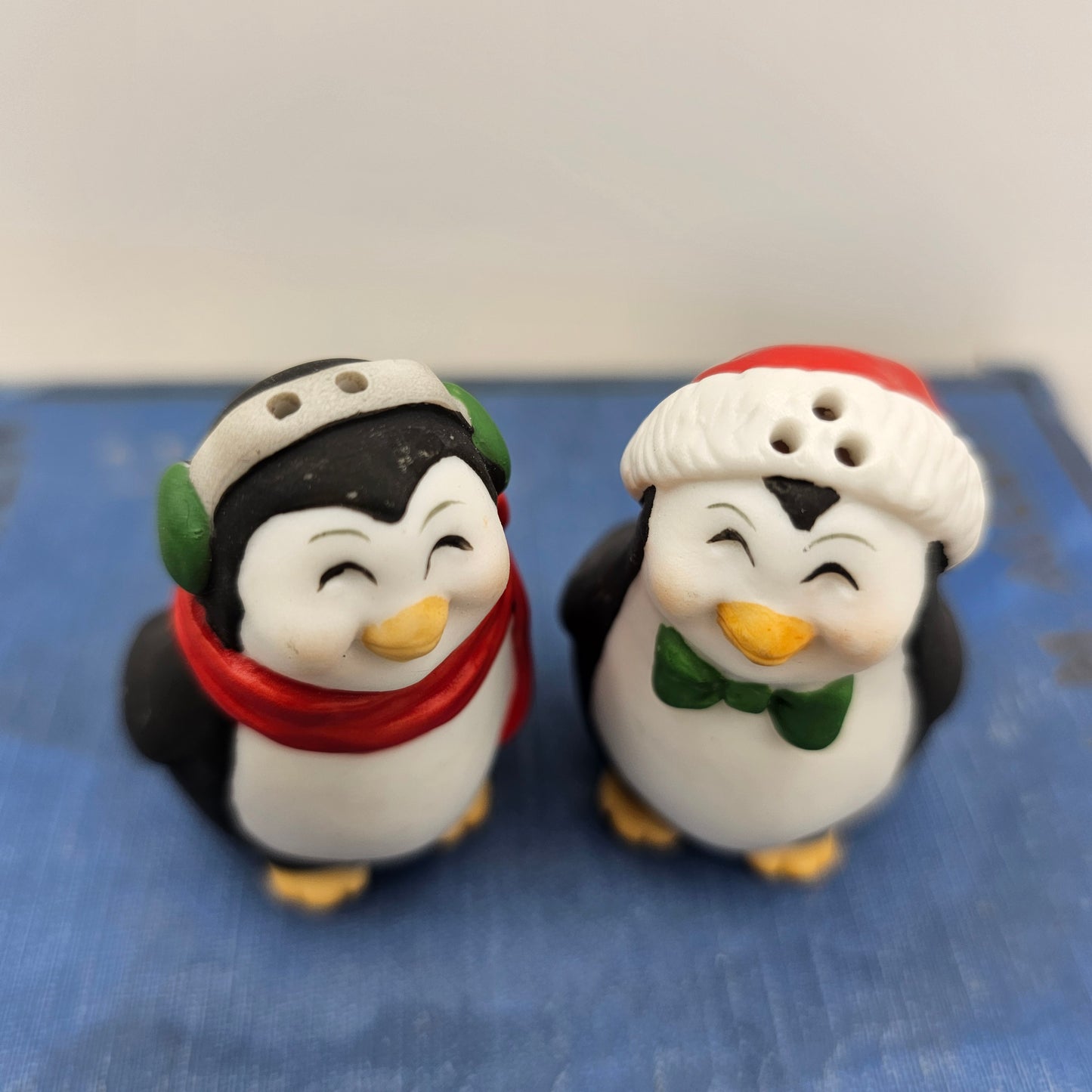 Christmas Penguin Salt and Pepper Shakers Ceramic