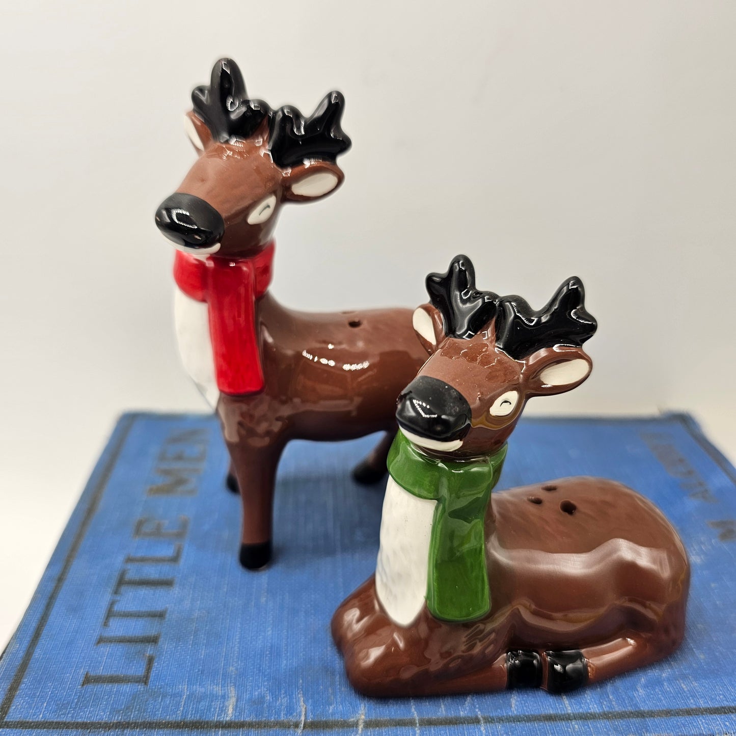 Christmas Reindeer Salt and Pepper Shakers Ceramic