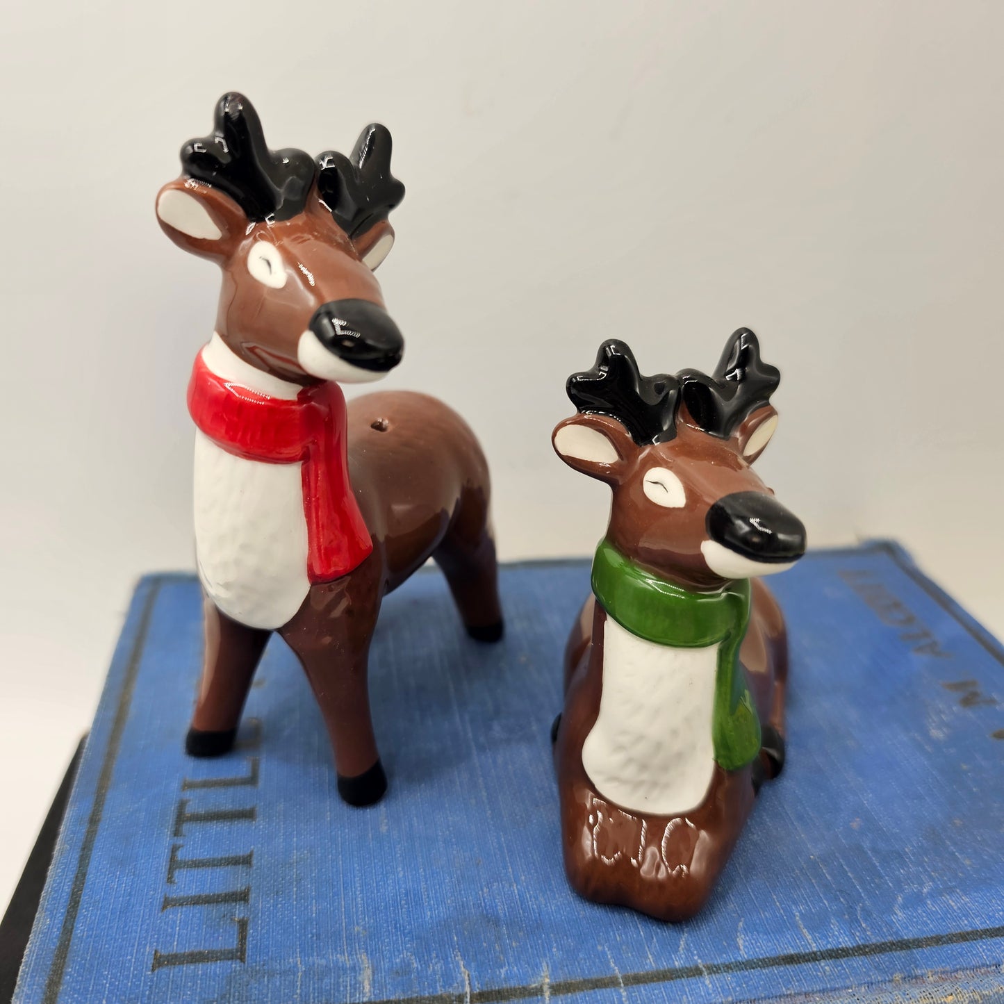 Christmas Reindeer Salt and Pepper Shakers Ceramic