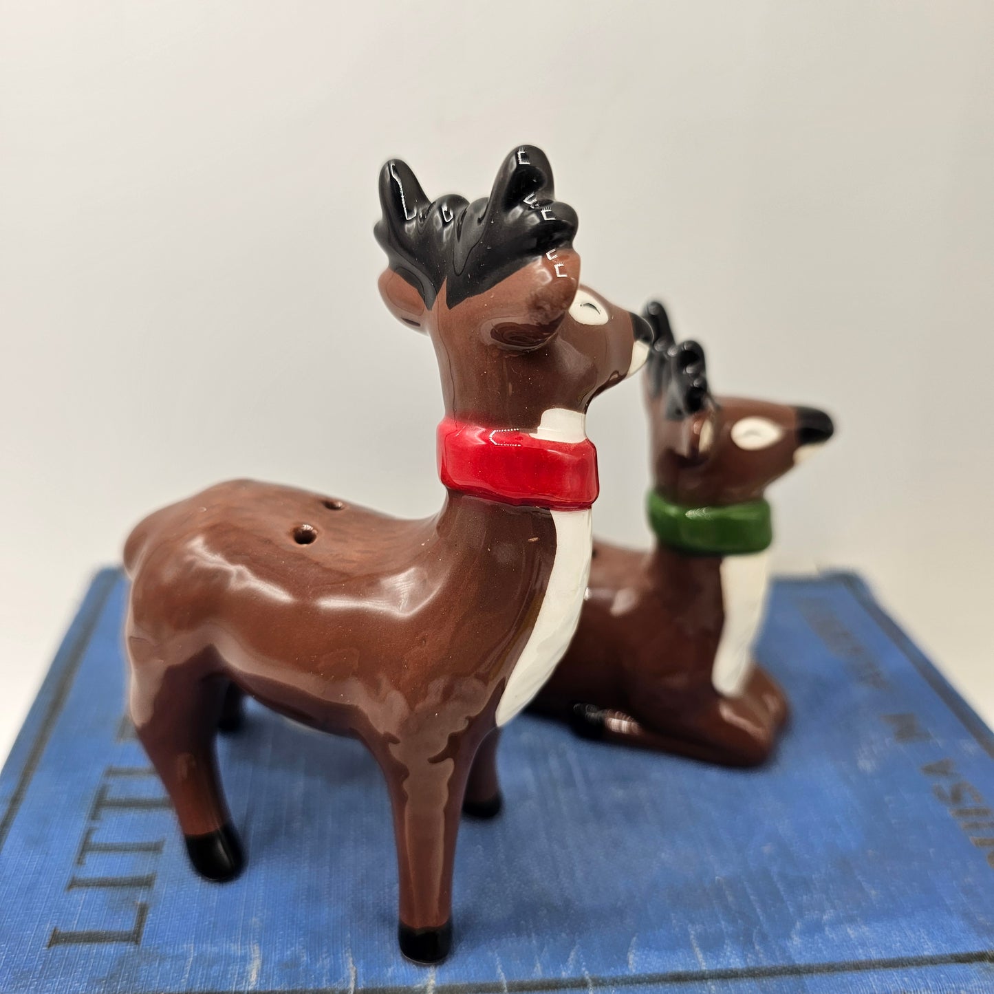 Christmas Reindeer Salt and Pepper Shakers Ceramic