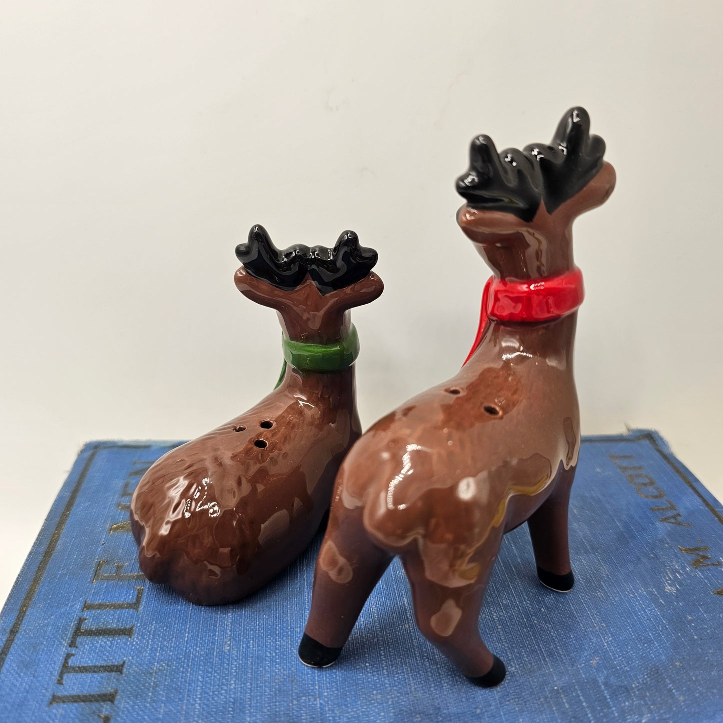 Christmas Reindeer Salt and Pepper Shakers Ceramic