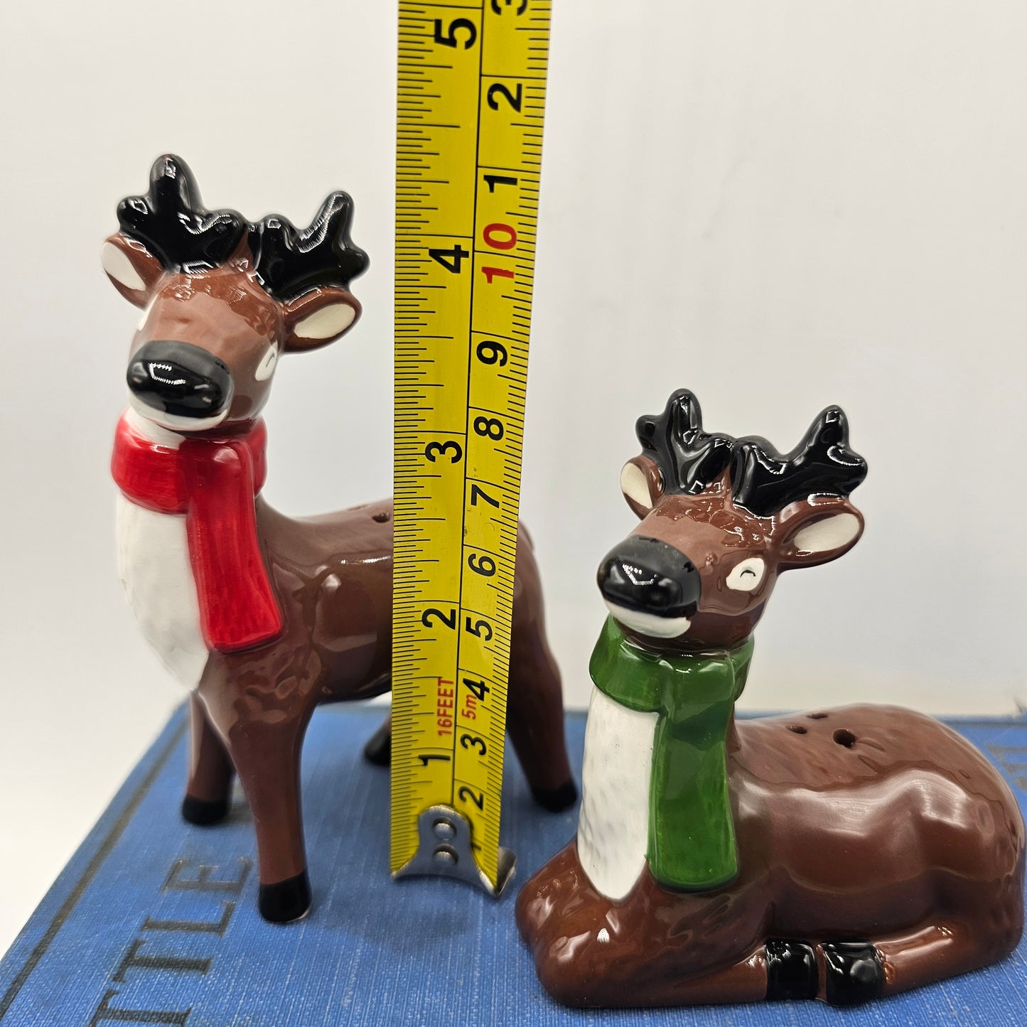 Christmas Reindeer Salt and Pepper Shakers Ceramic