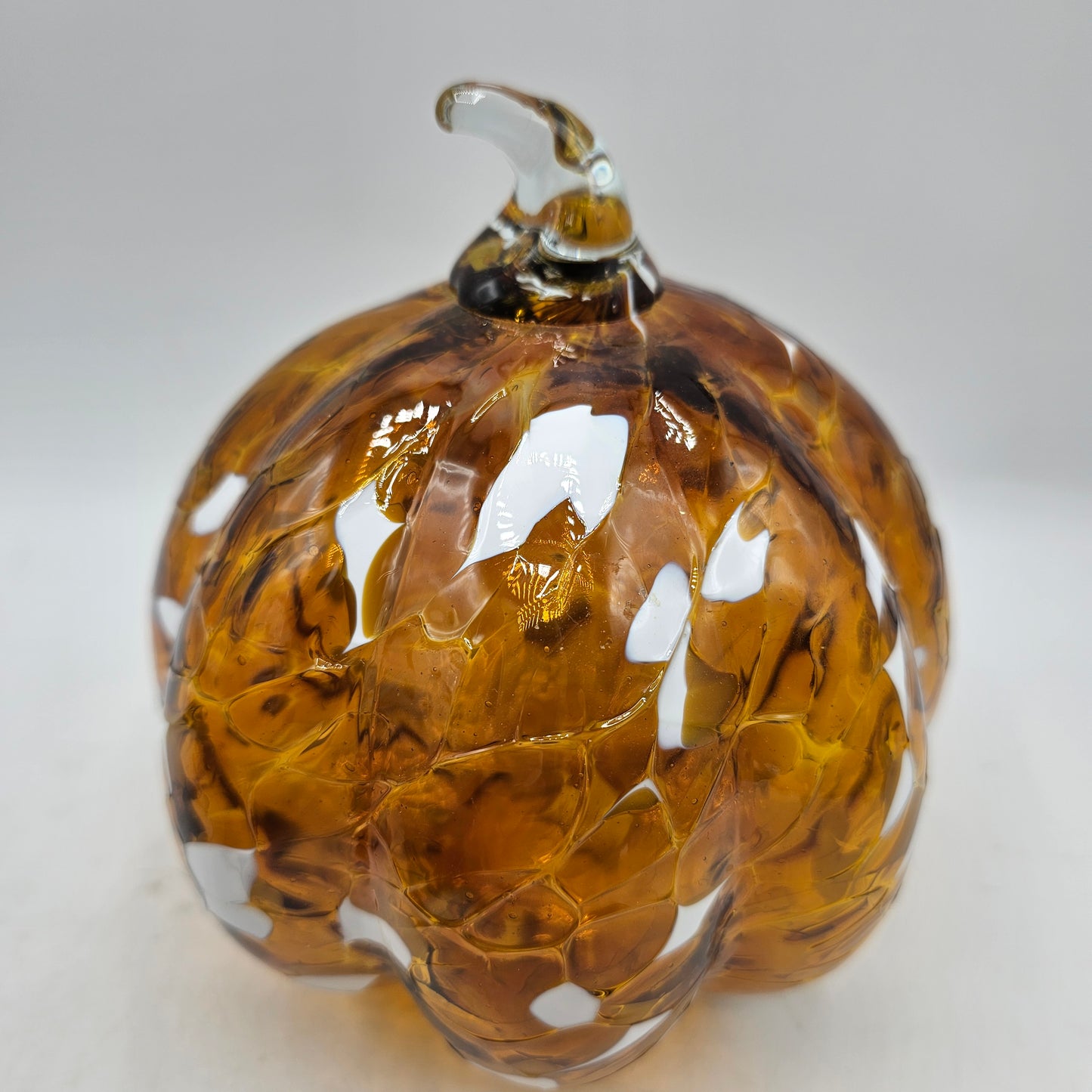 Art Glass Pumpkins Huta Szkla Rogi Polish Intarsia Honey Amber Set Of 2