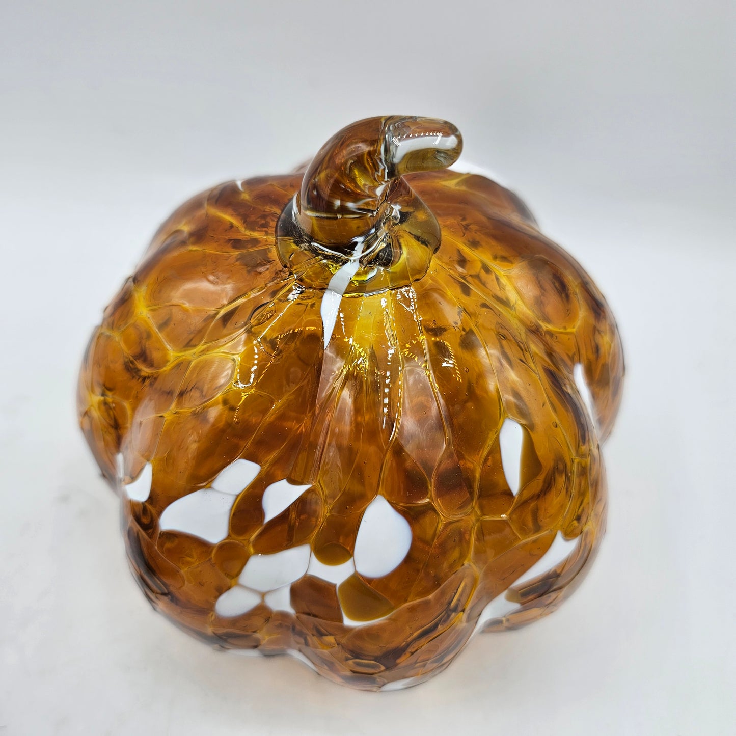 Art Glass Pumpkins Huta Szkla Rogi Polish Intarsia Honey Amber Set Of 2