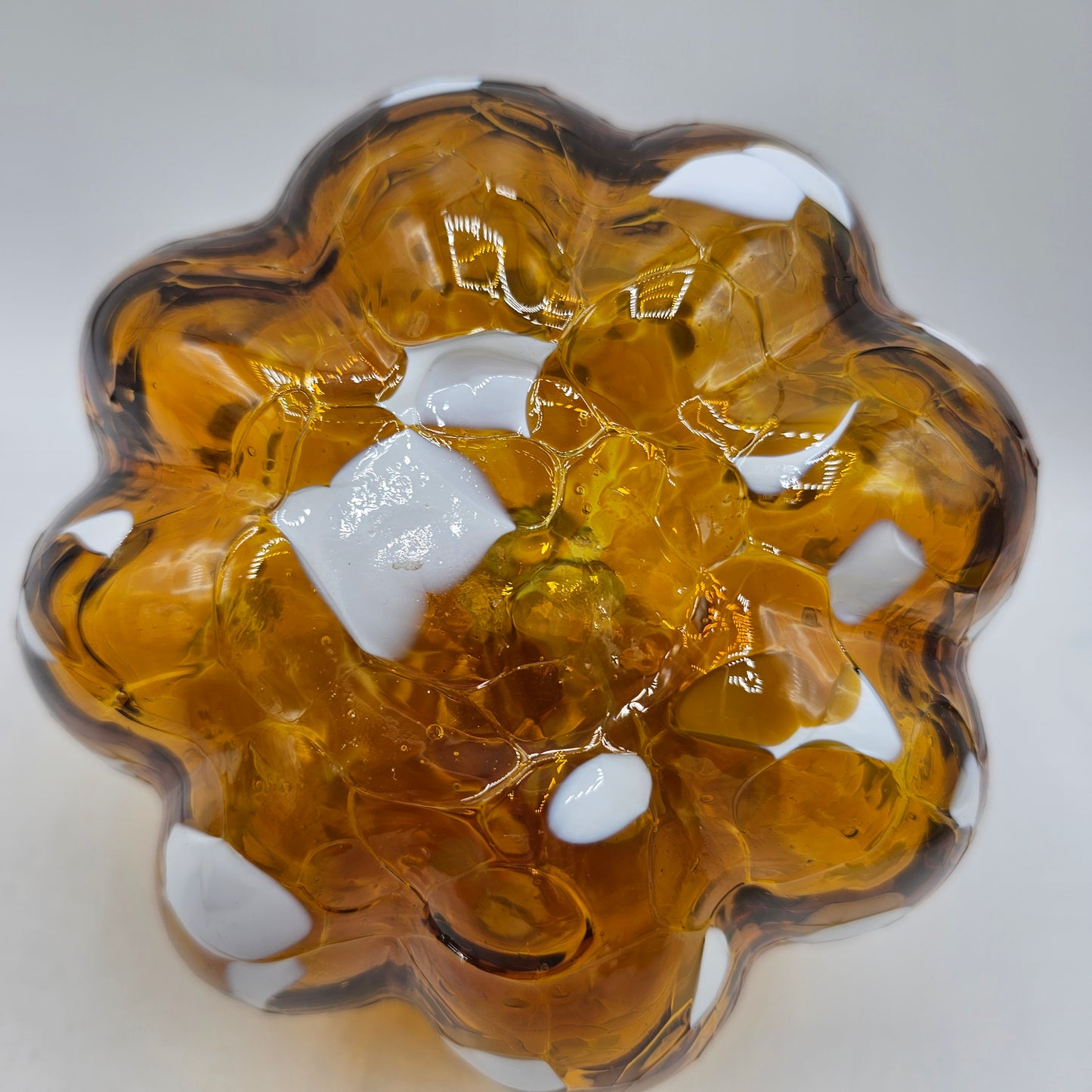 Art Glass Pumpkins Huta Szkla Rogi Polish Intarsia Honey Amber Set Of 2