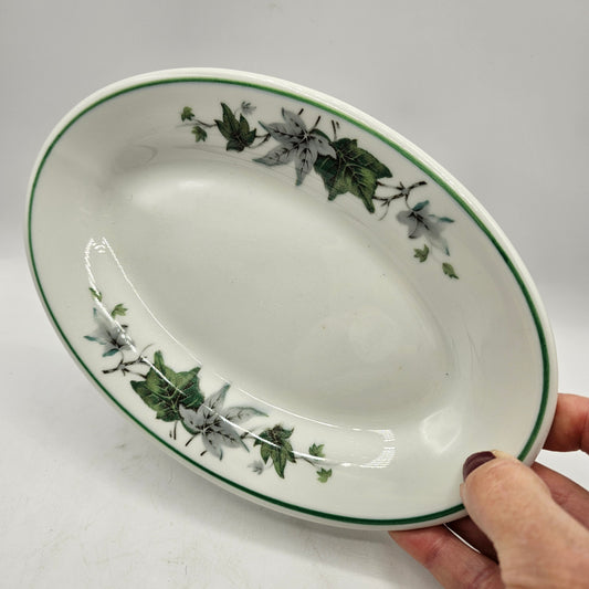 Vintage Shenango Restaurant Ware Oval Dish with Ivy Leaf Pattern