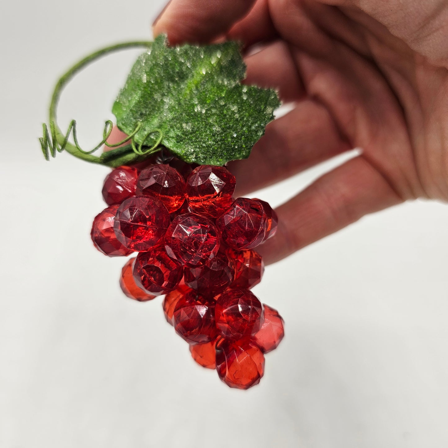 Set of 2 Grape Cluster Christmas Tree Ornaments - Red and Grape Green