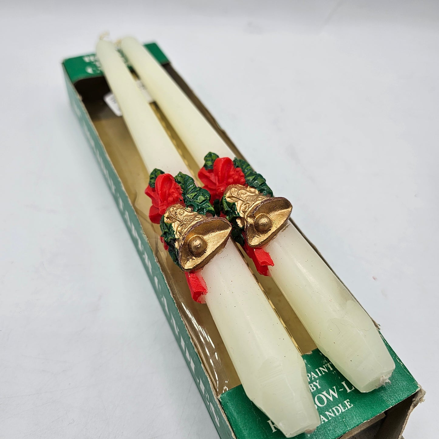 Vintage Christmas Jingle Bell Taper Candles 10"