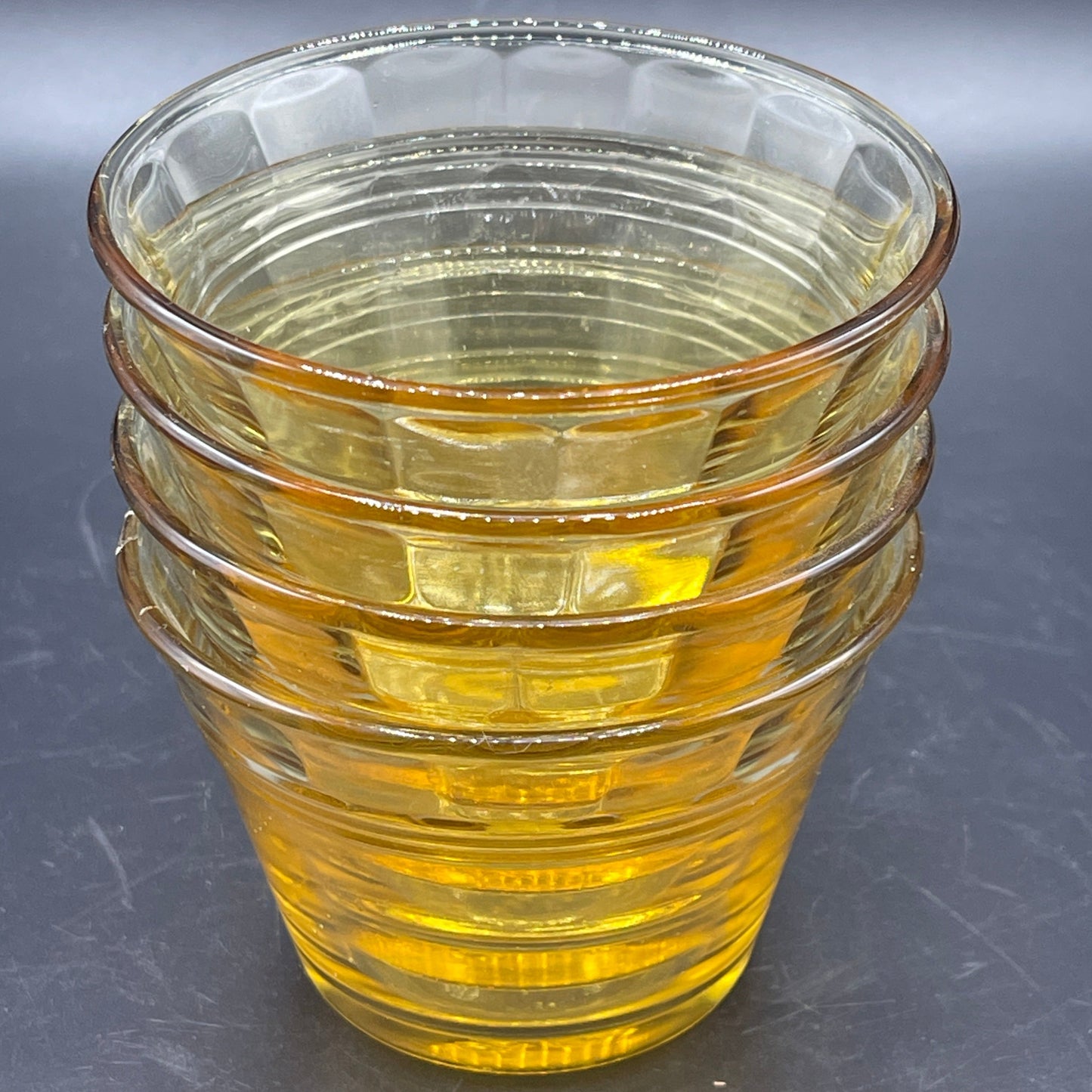 Vintage Glass Custard Cups - Yellow - Set of 4