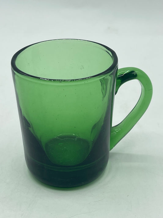 Green Glass Shot Glass / Toothpick Holder Mug