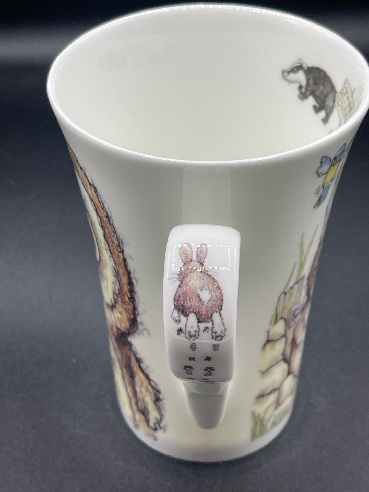 Animals Crossing by Roy Kirkham Bone China Mug with Rabbits and Owl Design