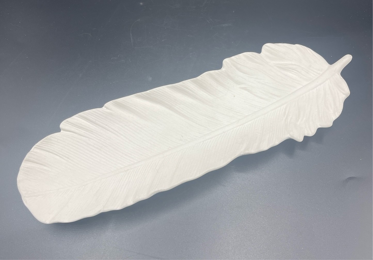 White Bisque Porcelain Feather Trinket Dish or Wall Decor