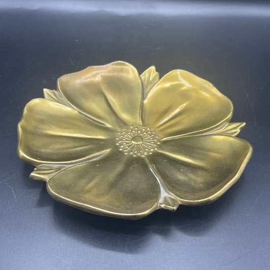 Vintage Brass Magnolia Trinket Tray