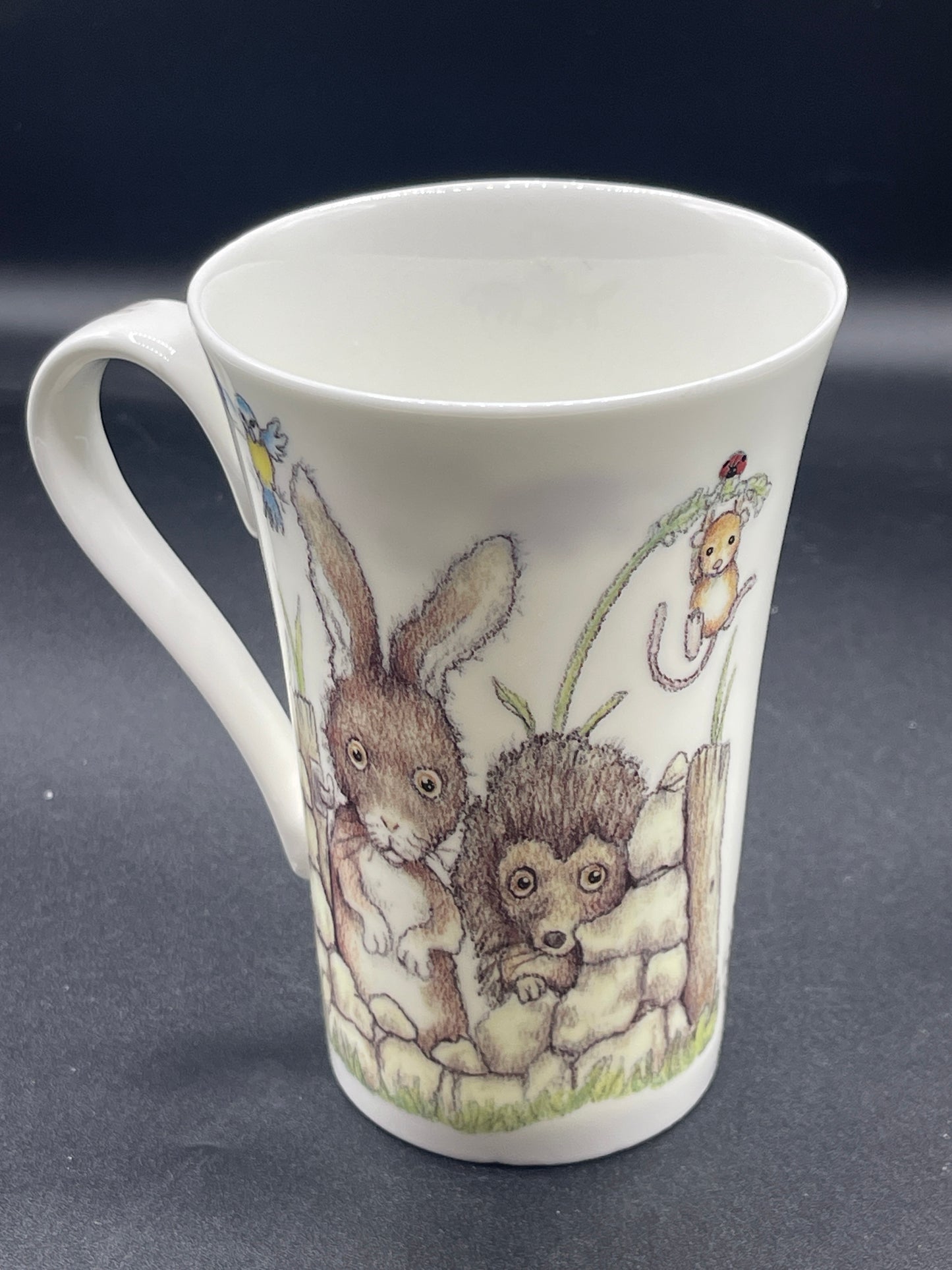 Animals Crossing by Roy Kirkham Bone China Mug with Rabbits and Owl Design