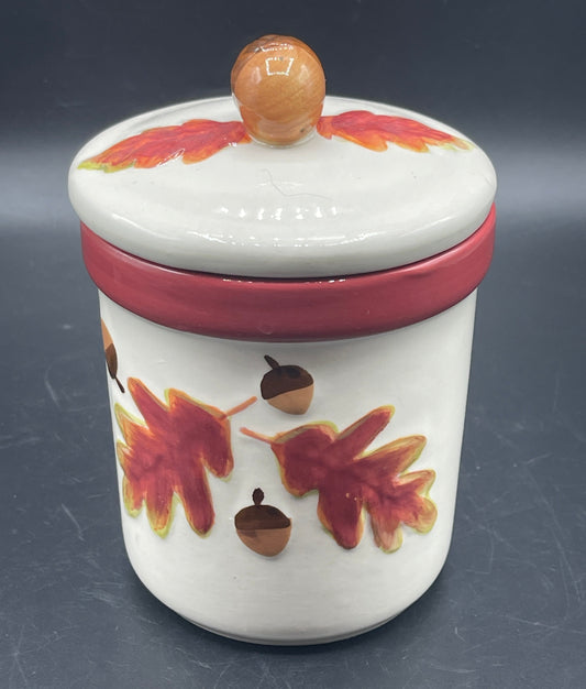 Acorn and Oak Leaf Ceramic Lidded Canister