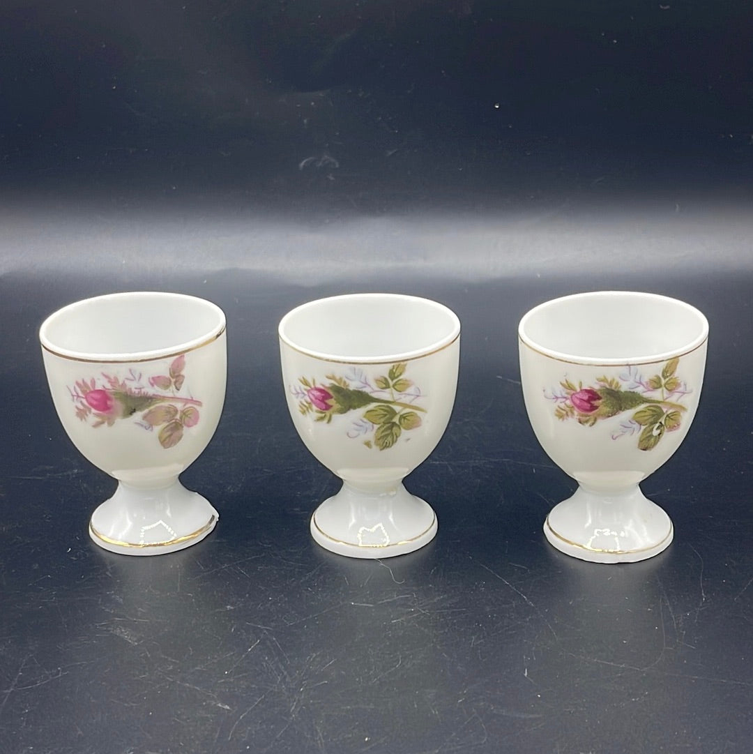 Vintage Wild Rosebud Egg Cups - Japan - Set of 3