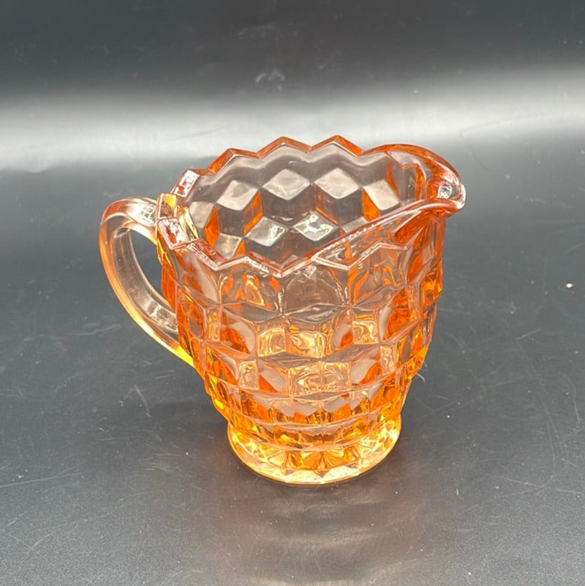 Jeanette Glass Pink Cubist Creamer