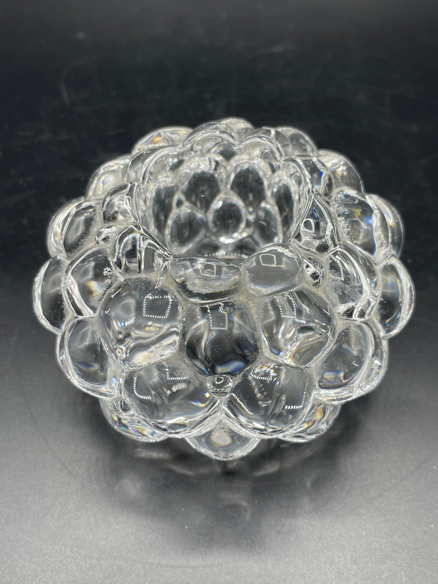 Orrefors Raspberry Crystal Candle Holder