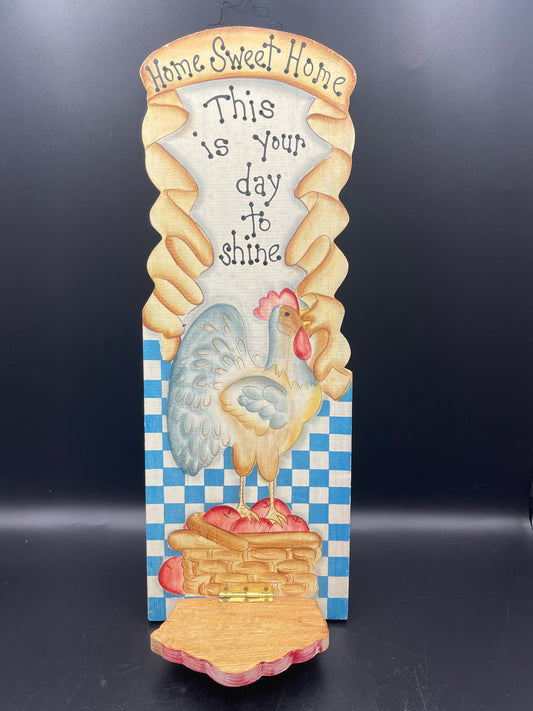 "Home Sweet Home" Rooster Wall Decor with Shelf