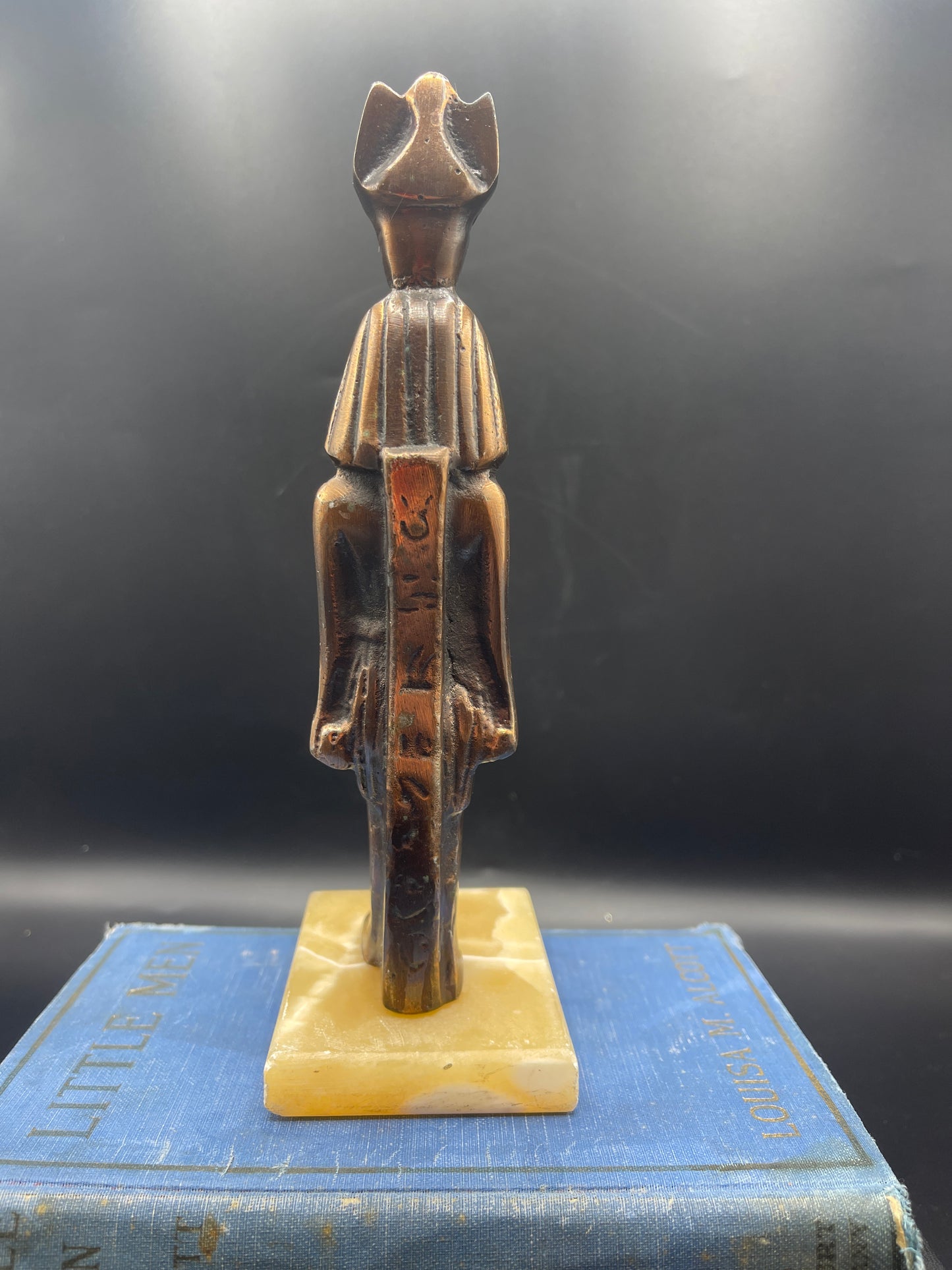 Bronze Finish Egyptian King Figurine on Stone Base