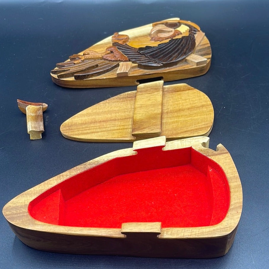 Wooden Puzzle Trinket Box - Crow