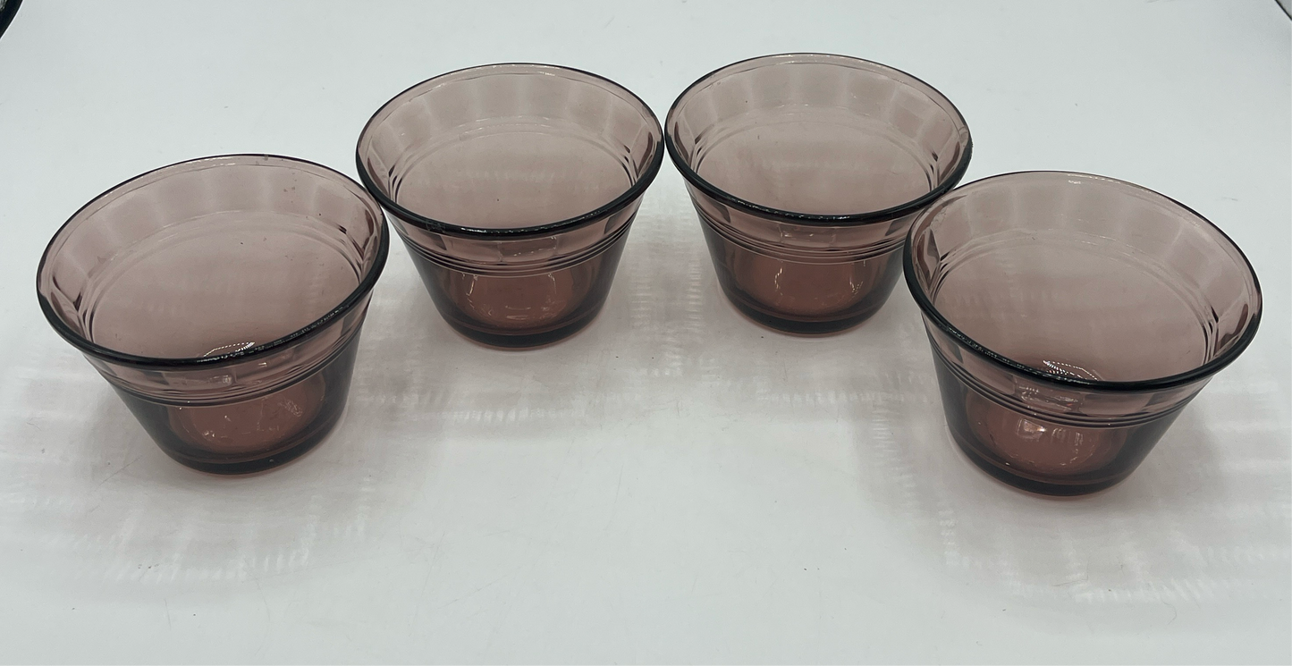 Vintage Glass Custard Cups - Plum - Set of 4