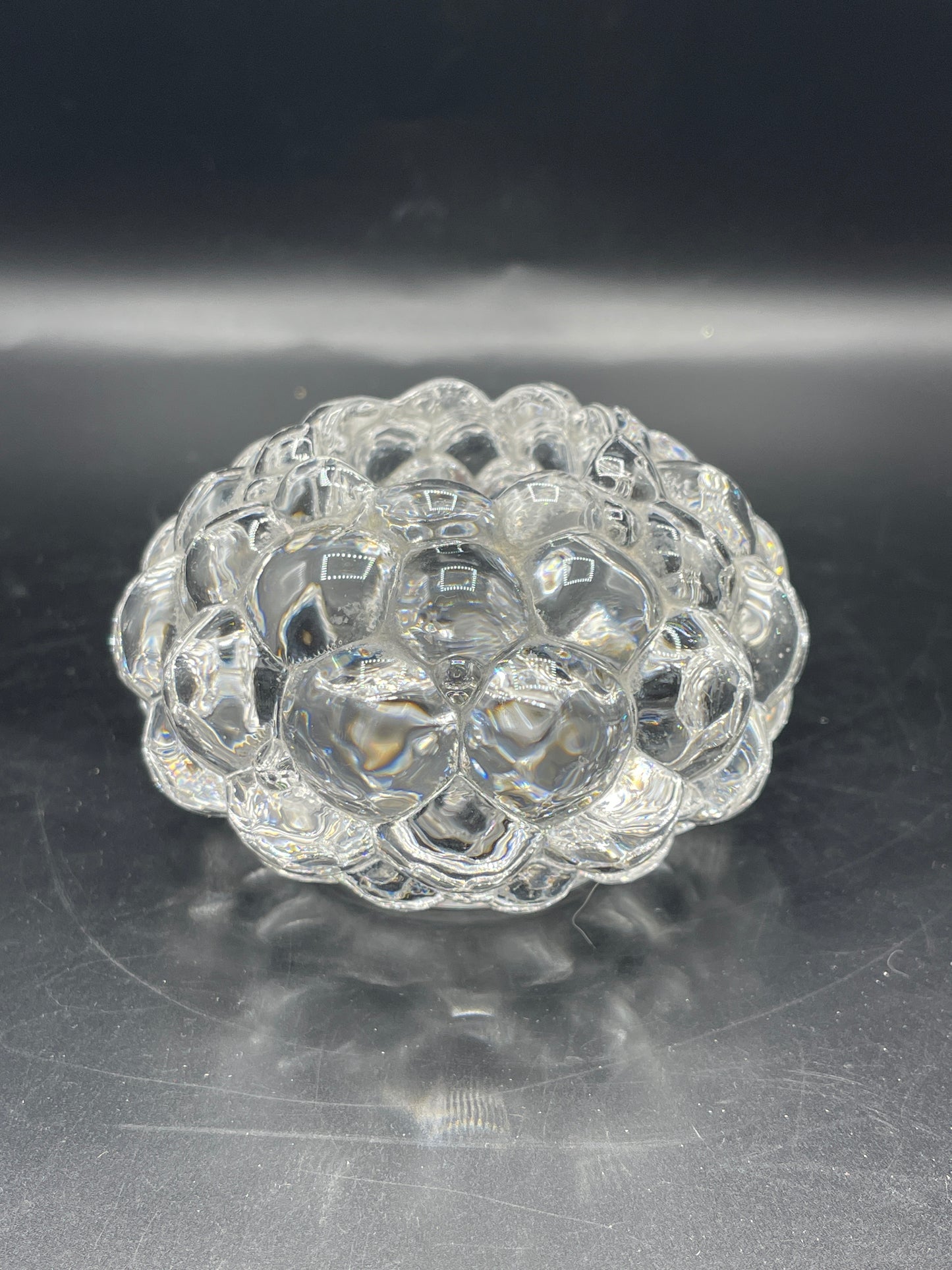 Orrefors Raspberry Crystal Candle Holder