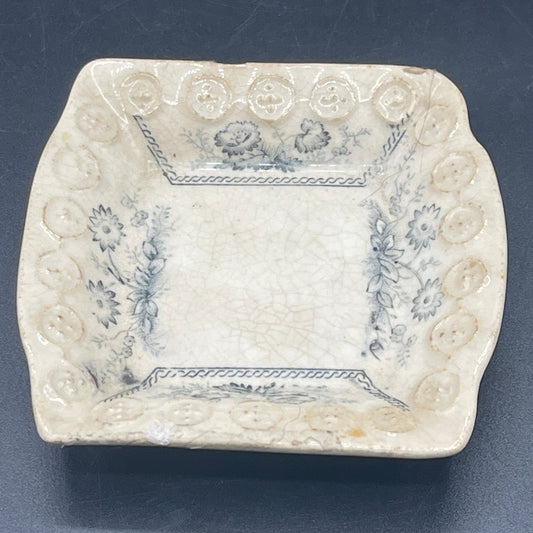 Antique Small Square Butter Pat Dish