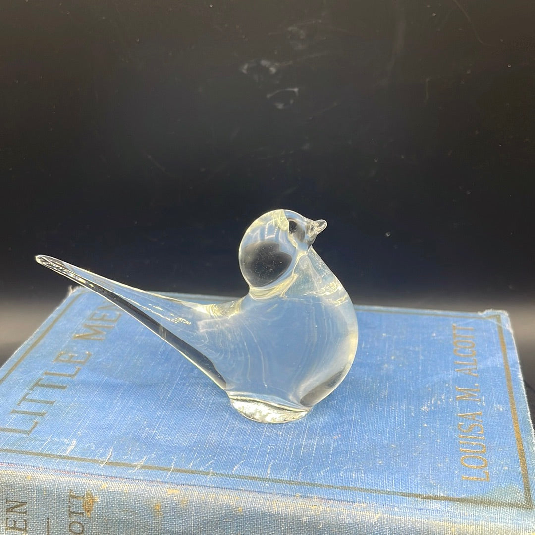 Art Glass Bird with Elongated Tail - Clear