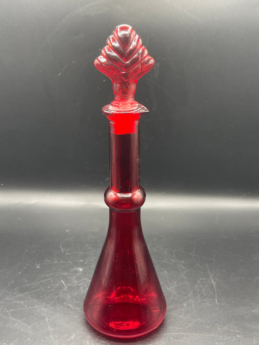 Red Decorative Glass Bottle with Stopper