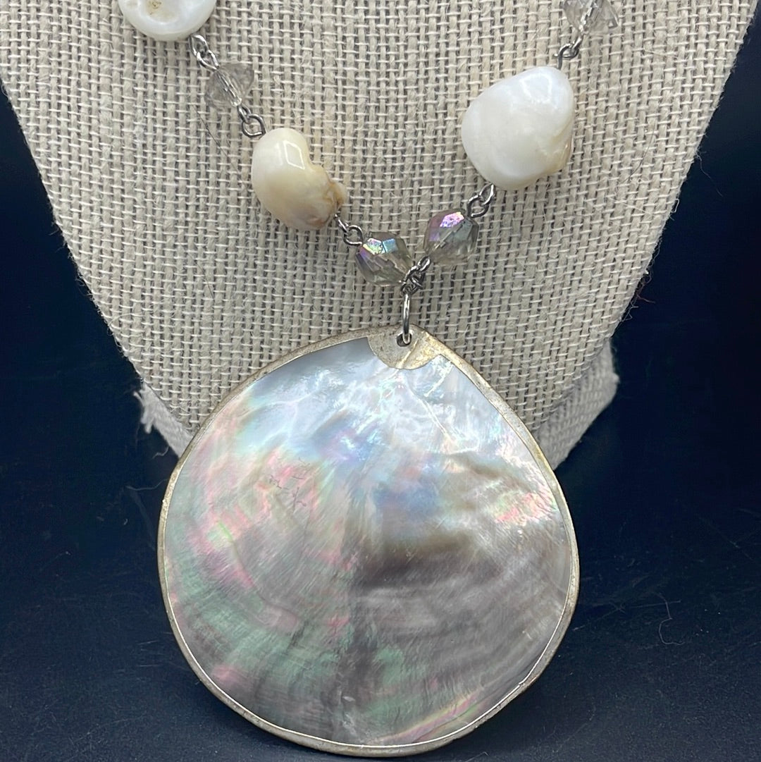 Seashell and Crystal Bead Necklace