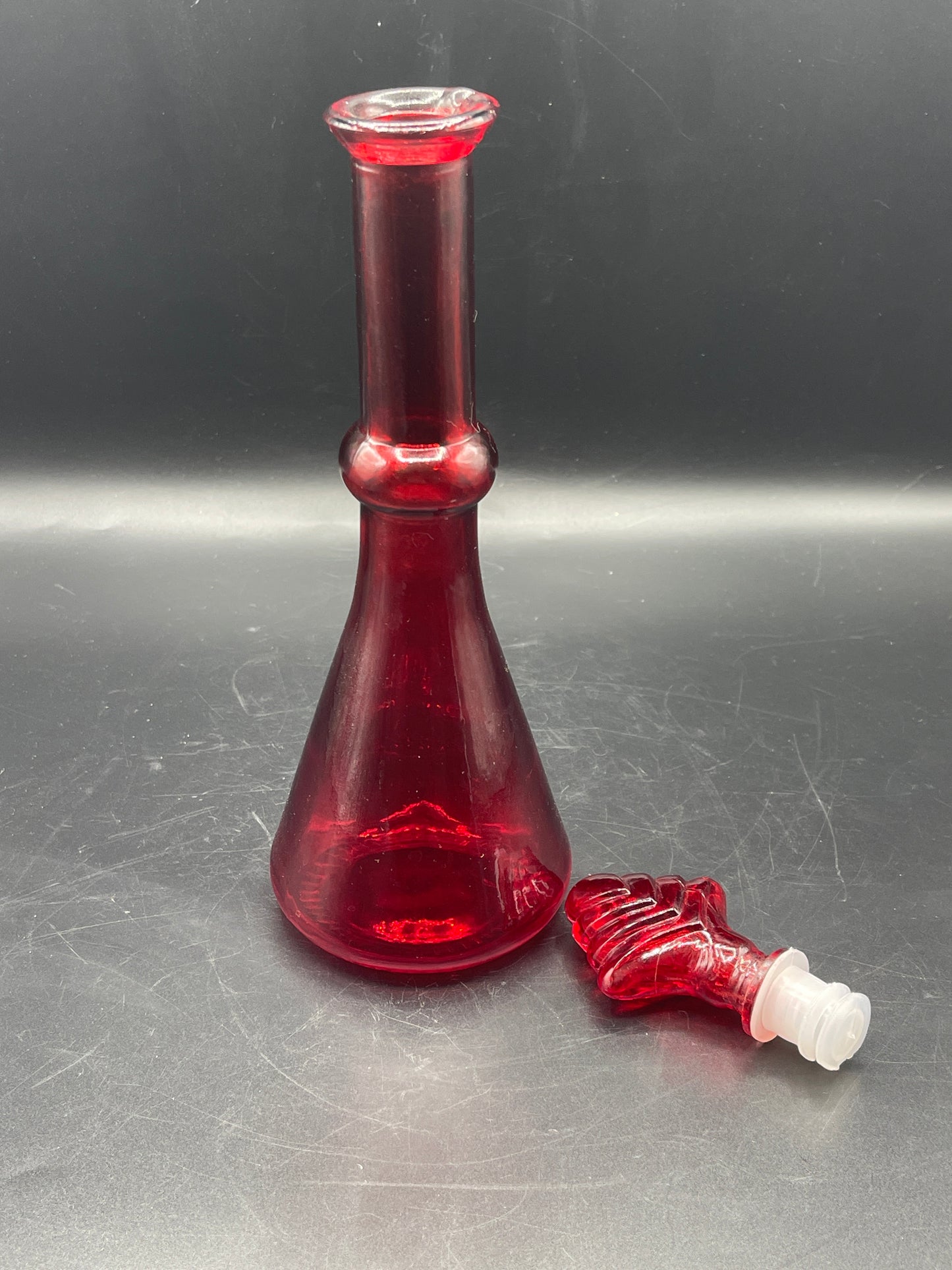 Red Decorative Glass Bottle with Stopper