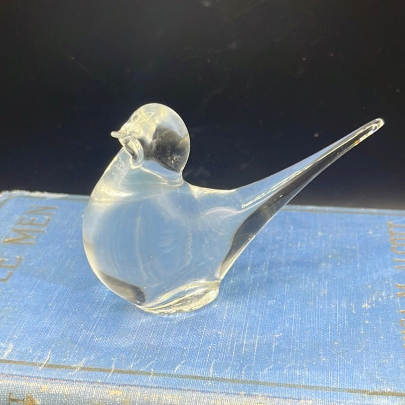 Art Glass Bird with Elongated Tail - Clear