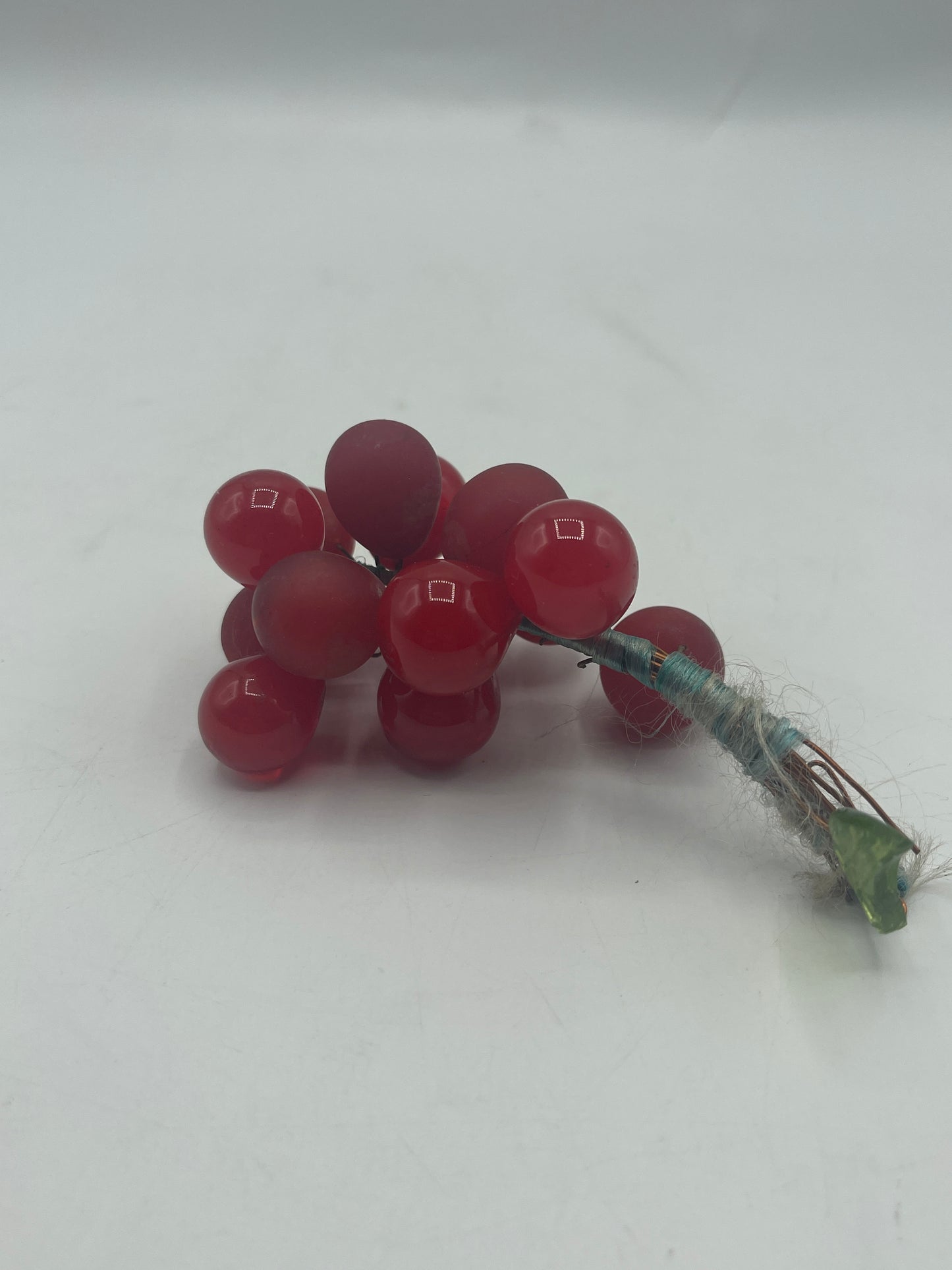 Vintage Hand Tied Murano Style Red Glass Grape Cluster