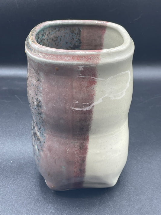 Art Pottery Gray and Purple Speckled Vase