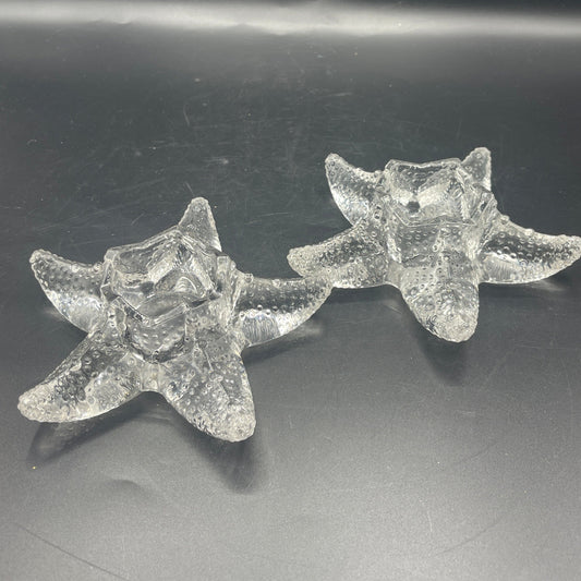 Crate and Barrel Glass Starfish Candle Holders - Pair