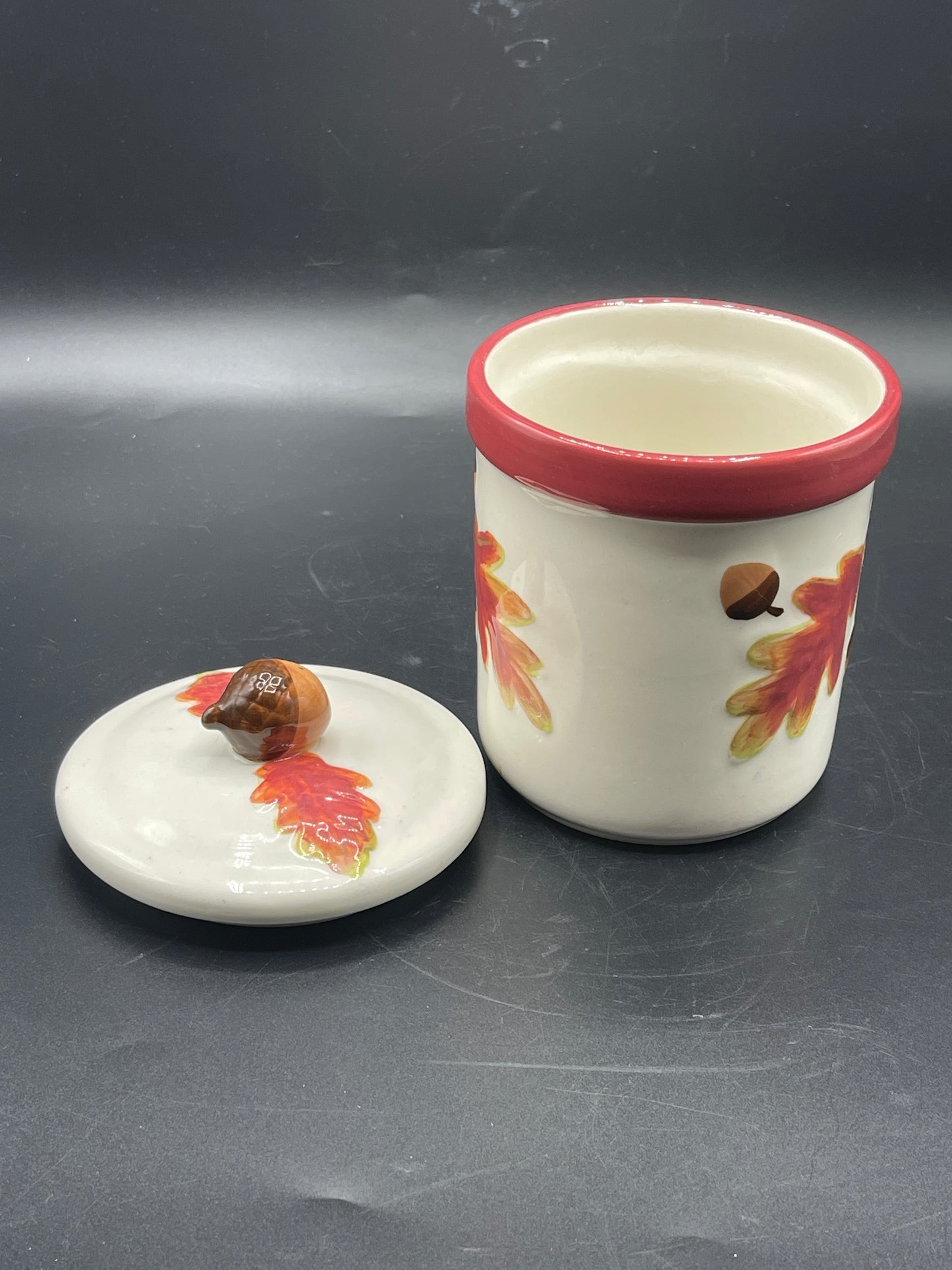 Acorn and Oak Leaf Ceramic Lidded Canister