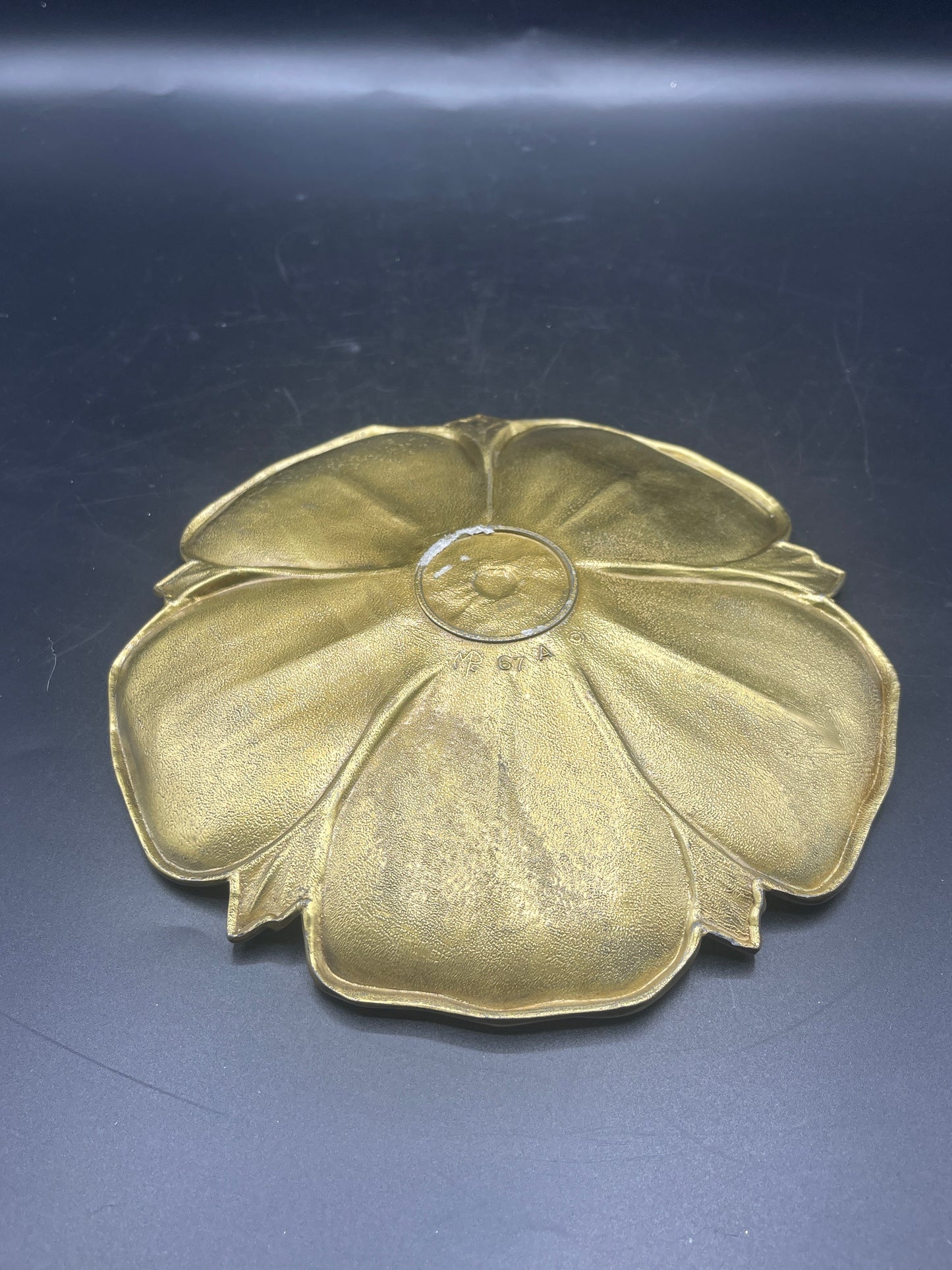 Vintage Brass Magnolia Trinket Tray