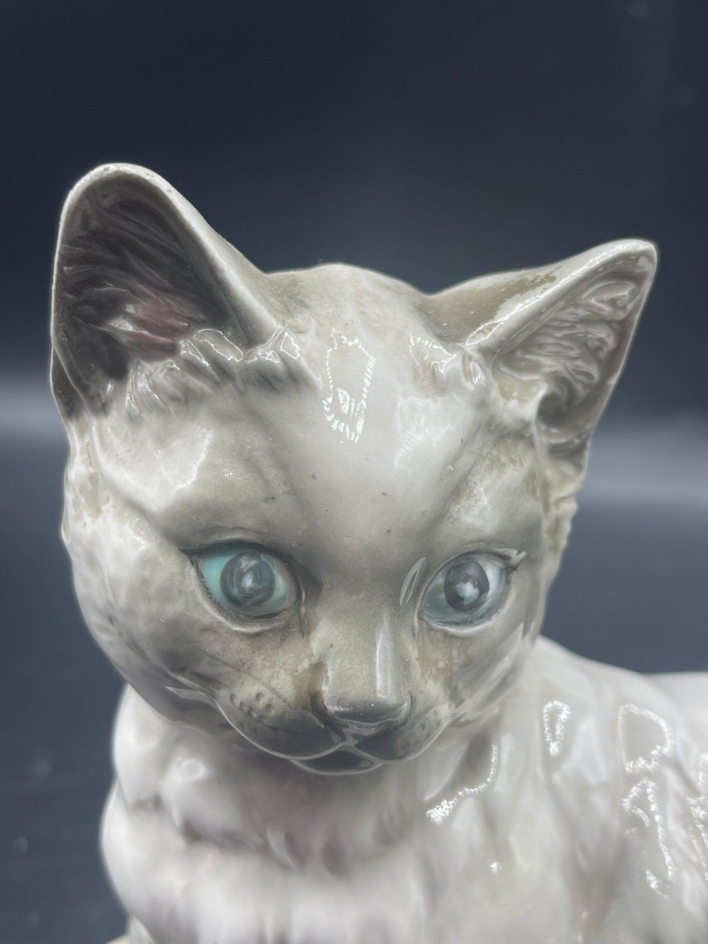 Vintage Japanese Porcelain Reclining Cat Figurine