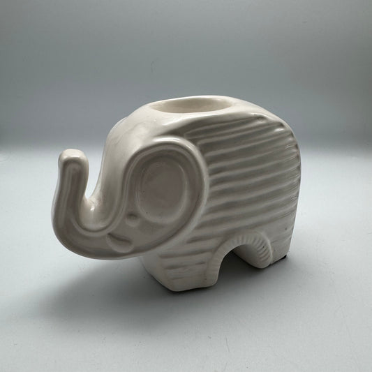 White Ceramic Johnathan Adler Style Elephant Candle Holder