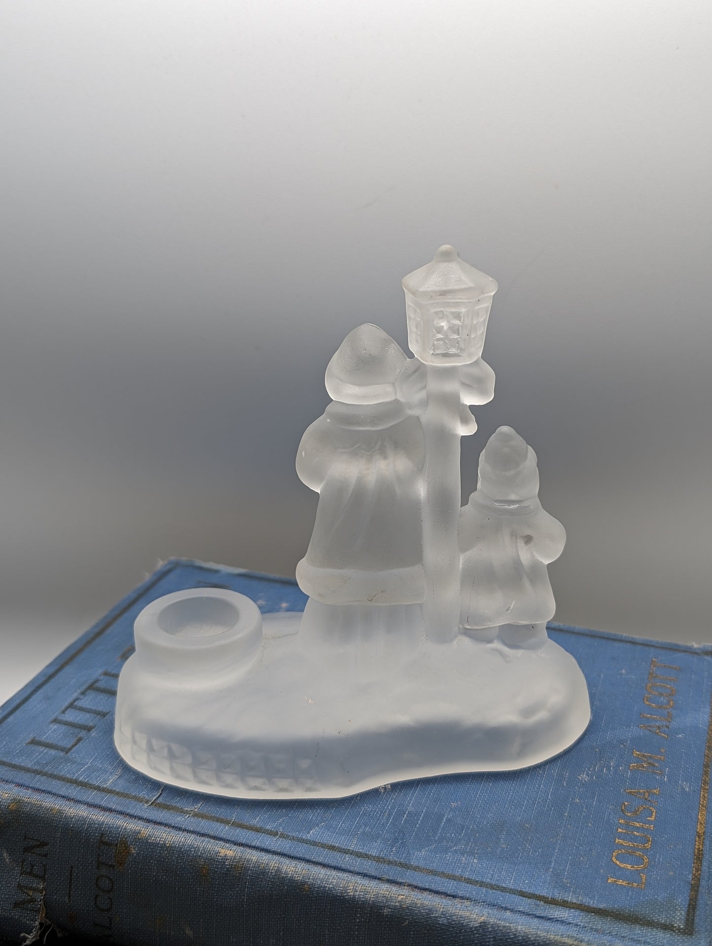 Vintage Satin Glass Carol Singers Candle Holder