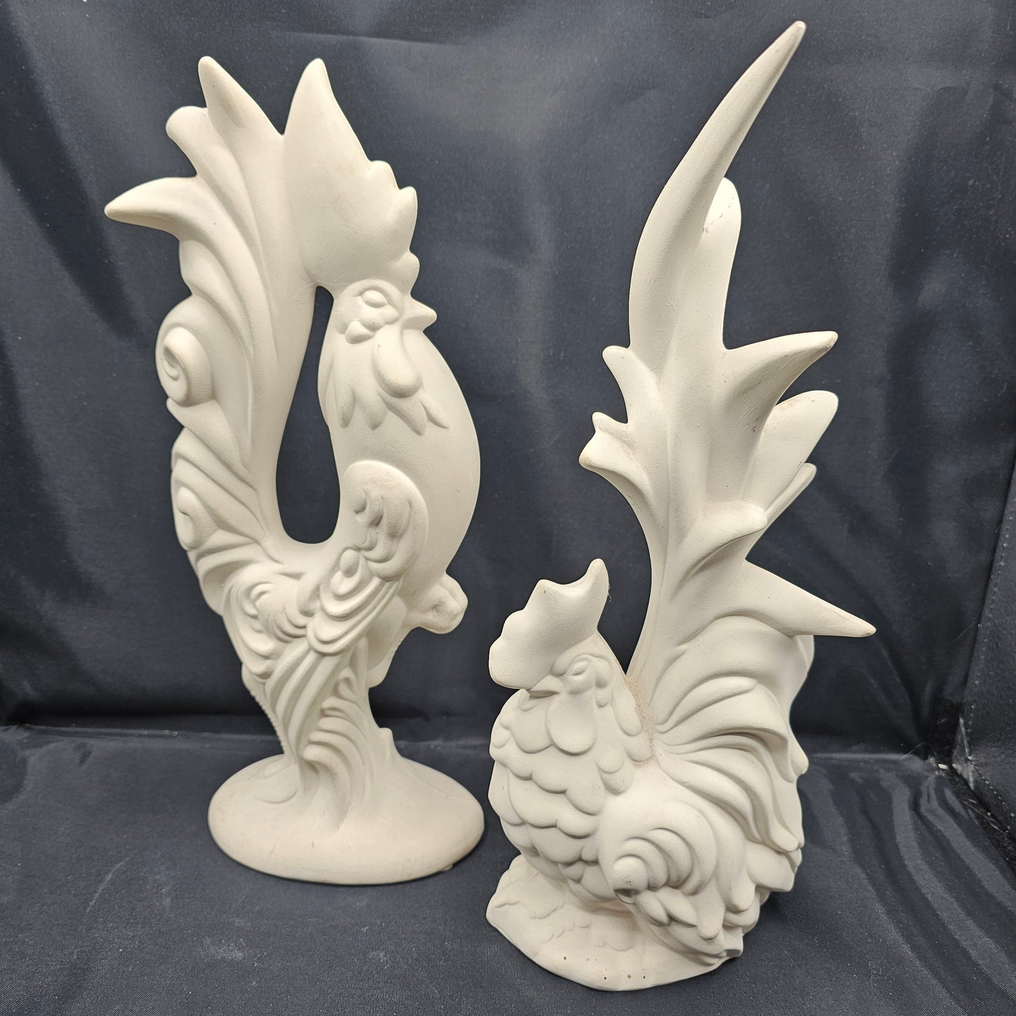 Vintage Arnels Rooster and Chicken Bisque Mold Figures