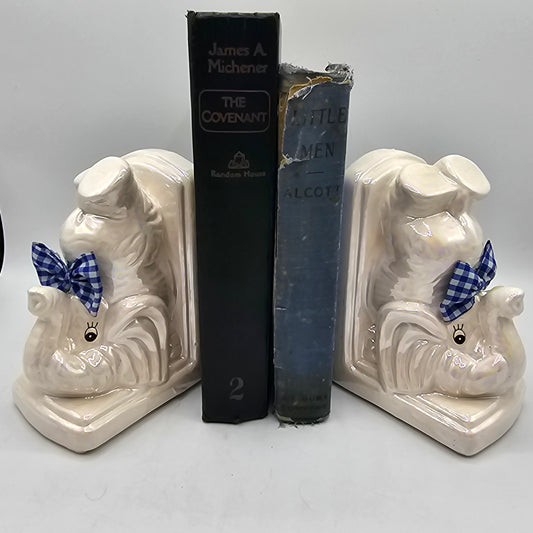 Pearly Iridescent Ceramic Elephant Bookends