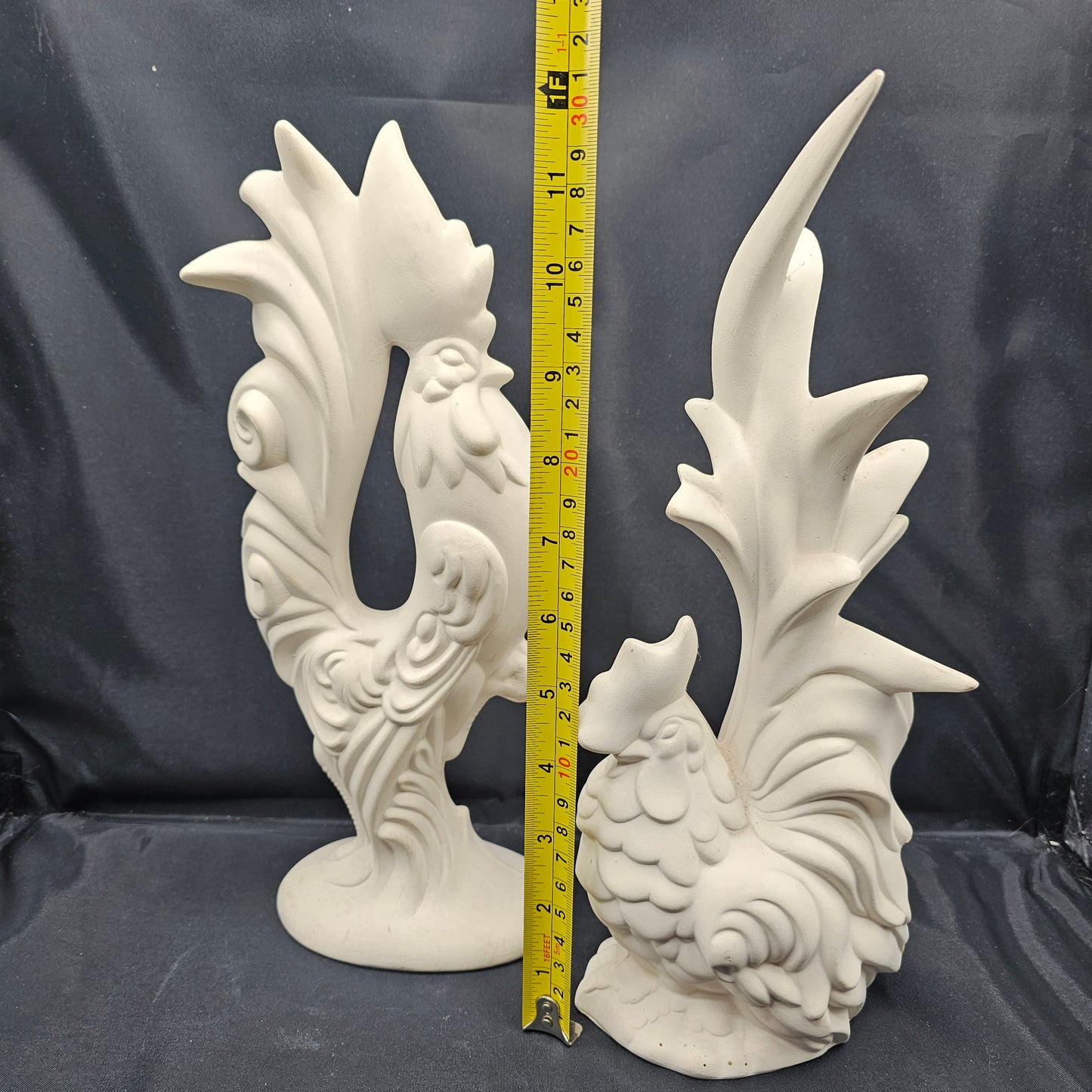 Vintage Arnels Rooster and Chicken Bisque Mold Figures