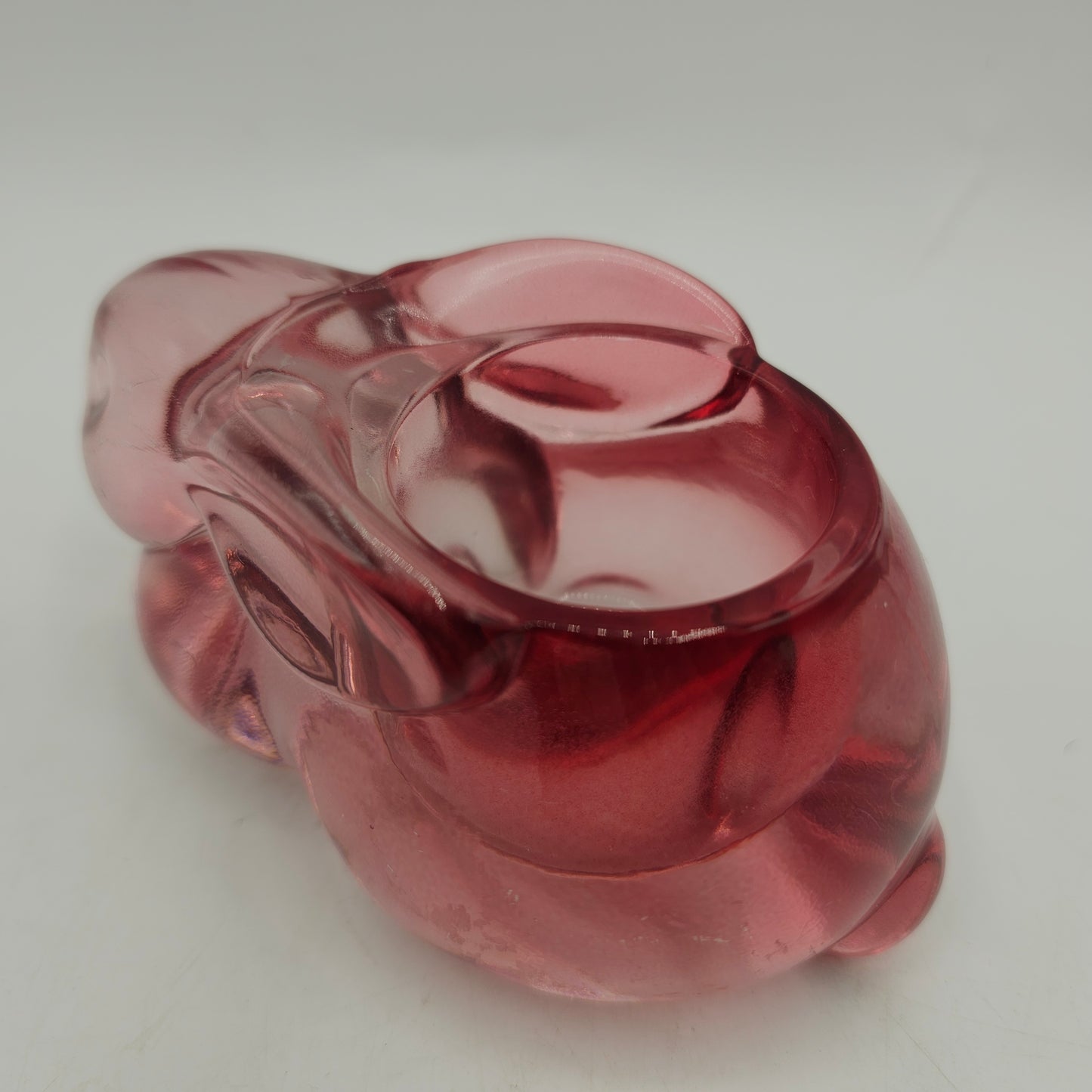 Vintage Pink Glass Bunny Votive Candle Holder