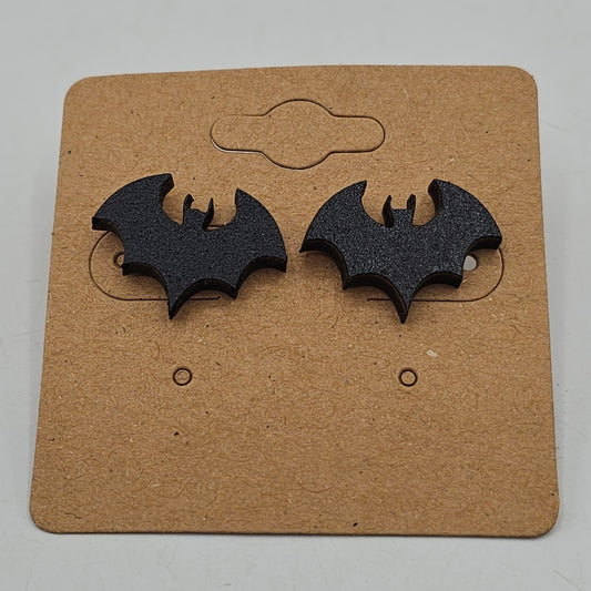 Bat Earrings - Wood with Silver Posts and Backs