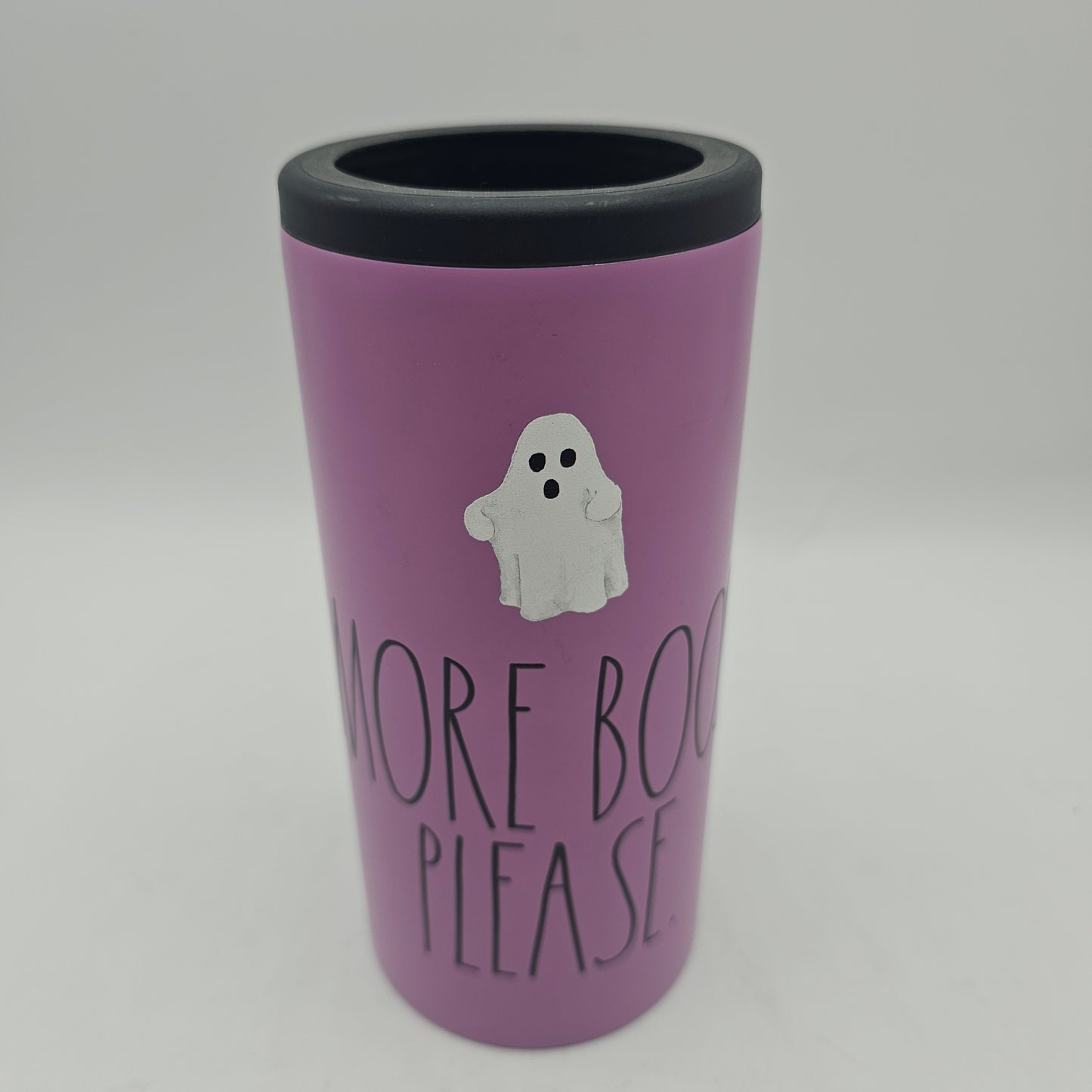 Rae Dunn Ghost "More Boos Please" Slim Can Insulator