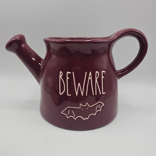 Rae Dunn Purple Ceramic Beware Watering Can Pitcher