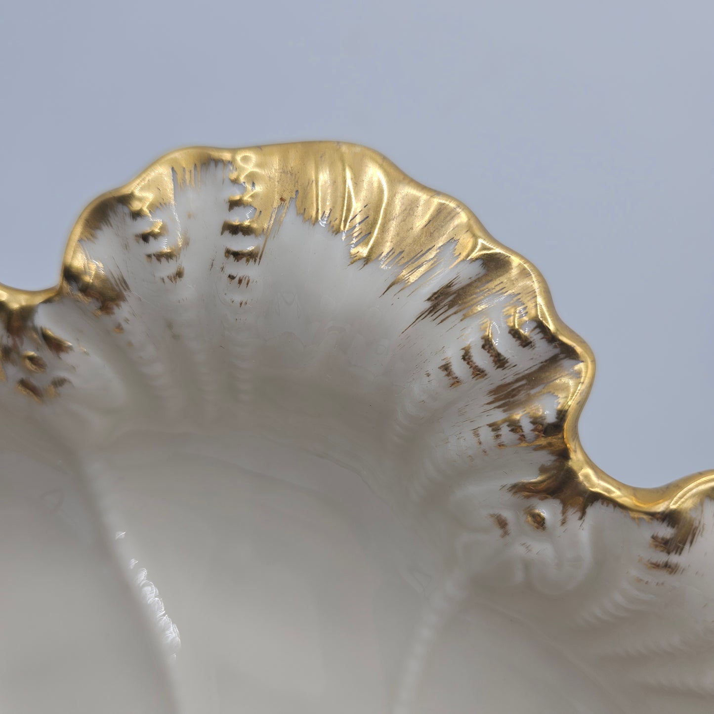 Vintage Lenox Oyster Plate. Ivory Porcelain with 24 Carat Gold Gilding