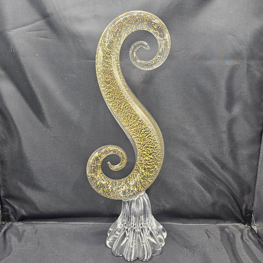 Art Glass Sculpture "S" with Gold Leaf